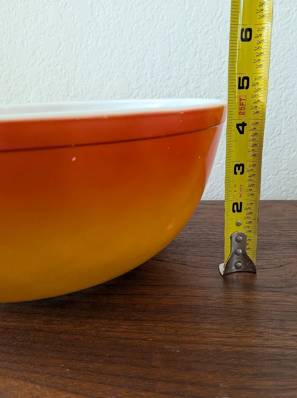 Vintage Pyrex Large 4 Qt MixingBowl 404 Flameglo Red Orange Ombre